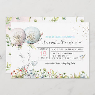 Invitation au Baby shower des ballons de révélatio