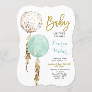 Invitation au Baby shower des ballons neutres selo
