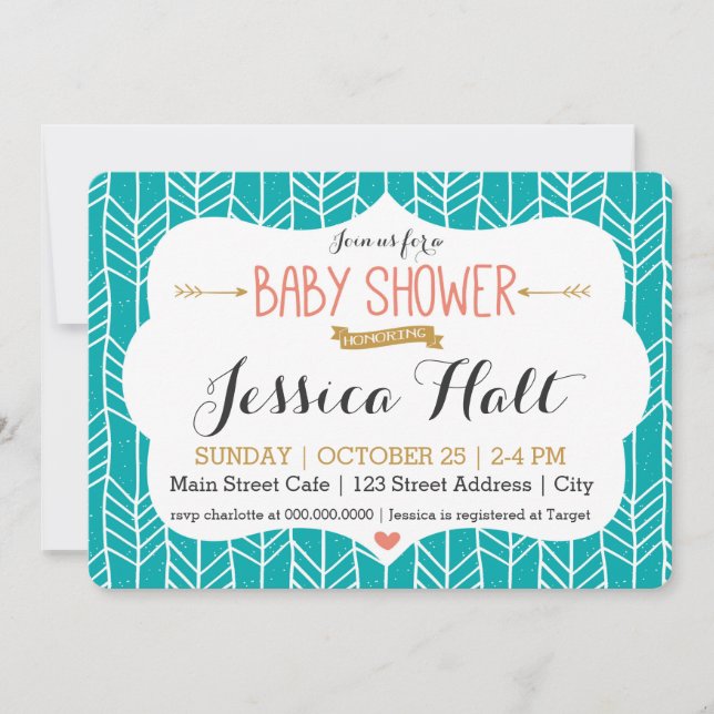 Invitation au Baby shower des Bohos tribaux (Devant)