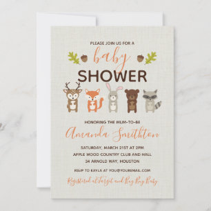 Invitation au Baby shower des bois
