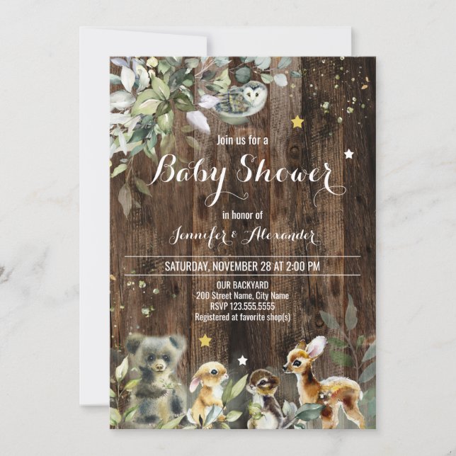 Invitation au Baby shower des bois (Devant)