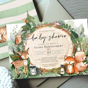 Invitation au Baby shower des bois