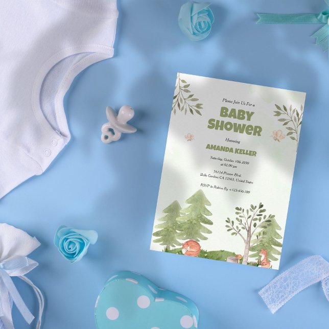 Invitation au Baby shower des bois (Créateur téléchargé)