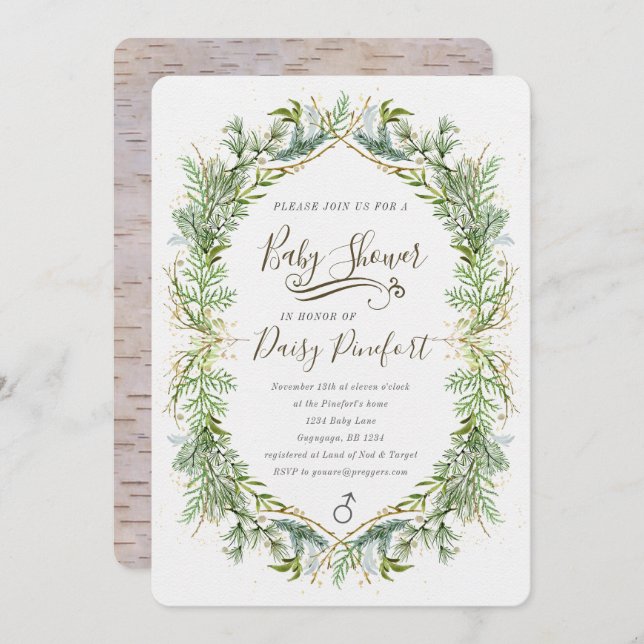 Invitation au Baby shower des bois (Devant / Derrière)