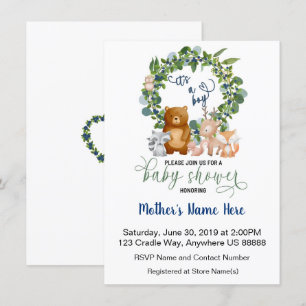 Invitation au Baby shower des bois