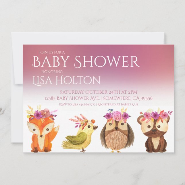 Invitation au Baby shower des bois (Devant)