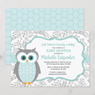 invitation au baby shower des bois gris-menthe neu