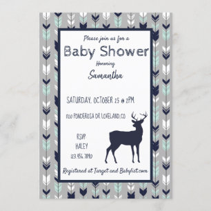 Invitation au Baby shower des bois - Monnaie/Marin