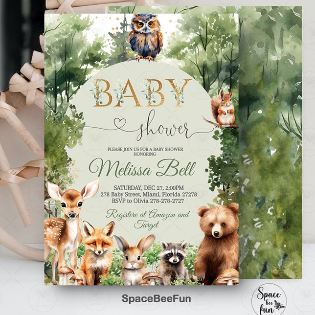 Invitation au Baby shower des bois, Neutral pour l (Woodland animal invites,,Baby Shower Invitation,Bear fox forest,Gender Neutral,Boy Girl baby shower,)