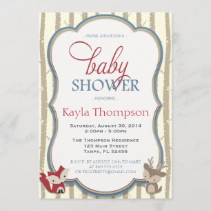 Invitation au Baby shower des bois - Renard et Cer