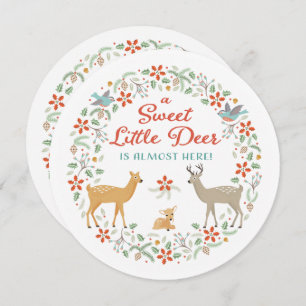 Invitation au Baby shower des cerfs de Woodland