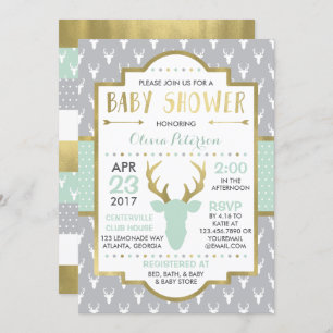 Invitation au Baby shower des cerfs de Woodland, F