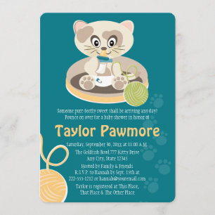 Invitation au Baby shower des chats Turquoises