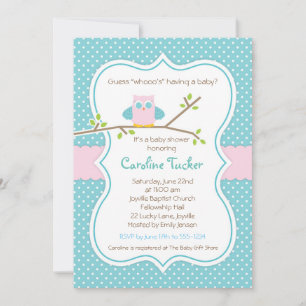 Invitation au Baby shower des chouettes - Baby Gir