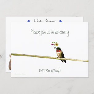 Invitation au Baby shower des colibris : sans dist
