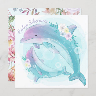 Invitation au Baby shower des dauphins