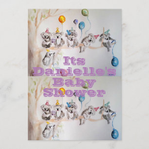 Invitation au Baby shower des filles Koala Art Wat