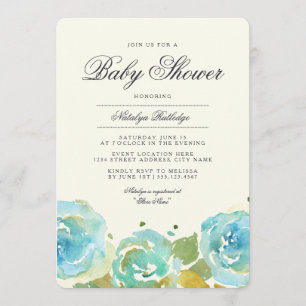 Invitation au Baby shower des fleurs luxuriantes