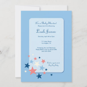 Invitation au Baby shower des Garçons Blue Stars