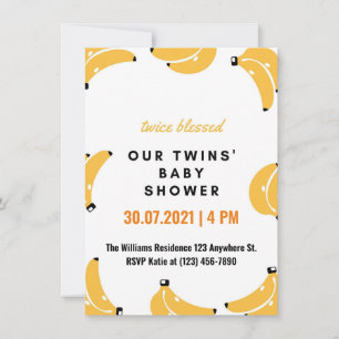 Invitation au baby shower des jumeaux de Banana