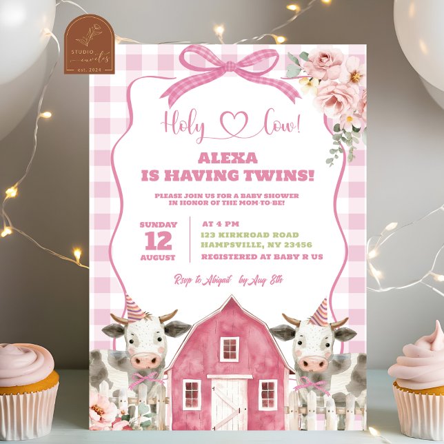 Invitation au Baby shower des jumeaux de la Vache  (Créateur téléchargé)