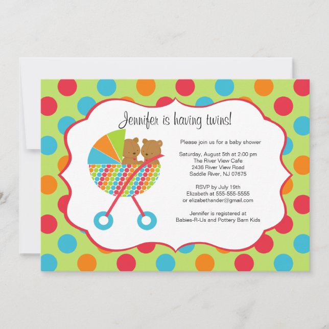 Invitation au Baby shower des jumeaux de transport (Devant)