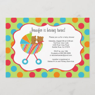 Invitation au Baby shower des jumeaux de transport