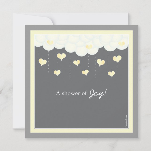 Invitation au Baby shower des nuages et des coeurs (Devant)