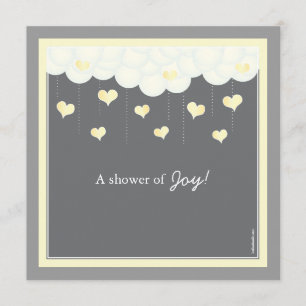Invitation au Baby shower des nuages et des coeurs