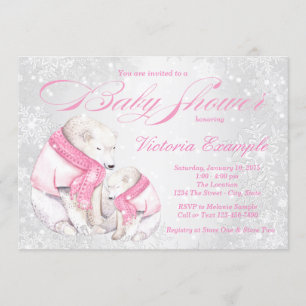 Invitation au Baby shower des ours de Girl Winter