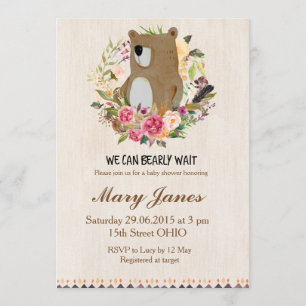 Invitation au Baby shower des ours de Woodland