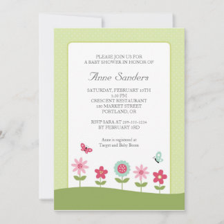 Invitation au Baby shower des papillons et des fle