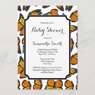 Invitation au Baby shower des papillons Monarch