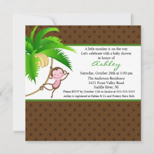Invitation au Baby shower des singes de Little Saf