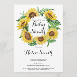 Invitation au Baby shower des tournesols