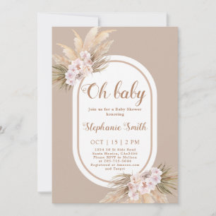 Invitation au Baby shower d'herbe de Boho Pampas