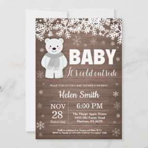 Invitation au Baby shower d'hiver de l'ours polair