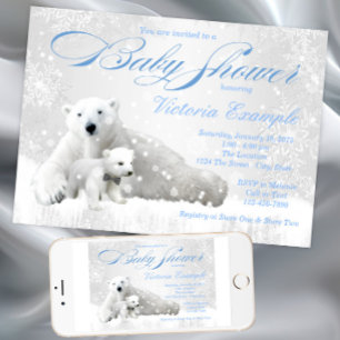 Invitation au Baby shower d'hiver de l'ours polair