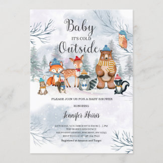 Invitation au Baby shower d'hiver des bois