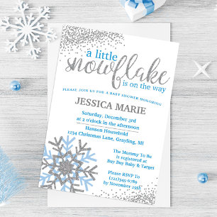 Invitation au Baby shower d'hiver - Flocon de neig