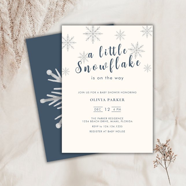 Invitation au Baby shower d'hiver minimaliste Boho (Minimalist Boho Blue Winter Baby Shower Invitation)