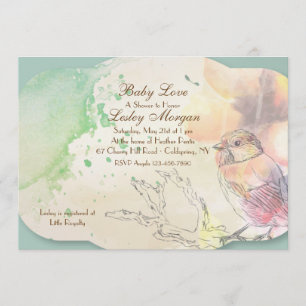 Invitation au Baby shower d'oiseaux aquatiques