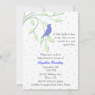 Invitation au Baby shower d'oiseaux bleus