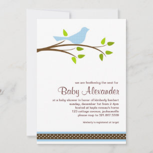 Invitation au Baby shower d'oiseaux de Little Blue