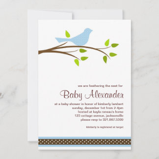 Invitation au Baby shower d'oiseaux de Little Blue