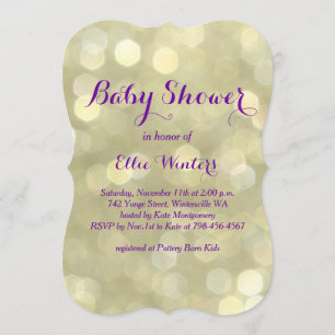 Invitation au Baby shower d'or et de violet