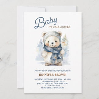 Invitation au Baby shower d'ours d'hiver