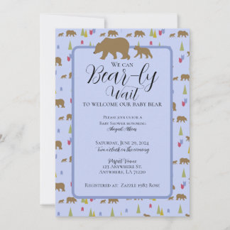 Invitation au Baby shower d'ours pour bébés garçon