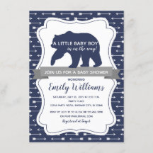 Invitation au baby shower d'ours pour garçons