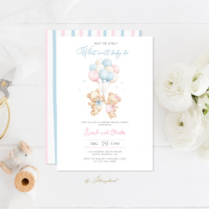 Invitation au Baby shower d'ours pour révélation d